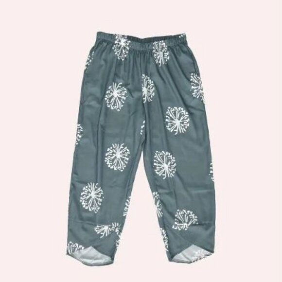 Plus Size Casual Pants, Women's Plus Dandelion Print Breathable Loose Fit Pants - Picture 3 of 3